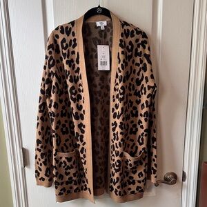 Kim Rogers Animal Print Cardigan in Tan and Black MSRP $54.50 NWT